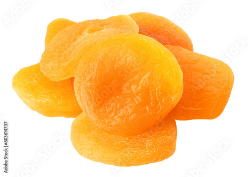Dried apricot isolated on white background, full depth of field