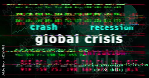 Wallpaper Mural Global crisis media and abstract screen 3d seamless looped. Fly between glitch and noise text concept of ai, machine learning chat and bots. Torontodigital.ca