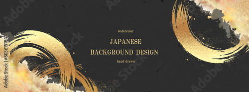 金箔, 筆書き, ベクター, 金色, ゴールド, 和, フレーム, 背景, 年賀状, 円, 丸, 輪, 茟線, ビジネス, 雲, ウェブ,