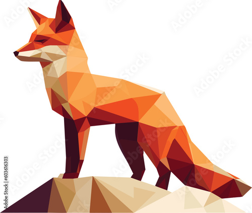 fox illustration graphics in low polygon vector , geometric illustration, low poly style