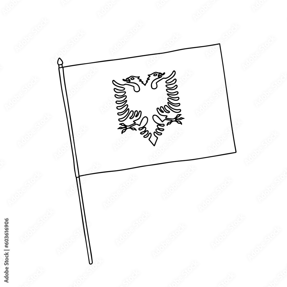 Albania Flag Vector Outline Illustration Vector Black And White Hand albania-flag-vector-outline-illustration-vector-black-and-white-hand