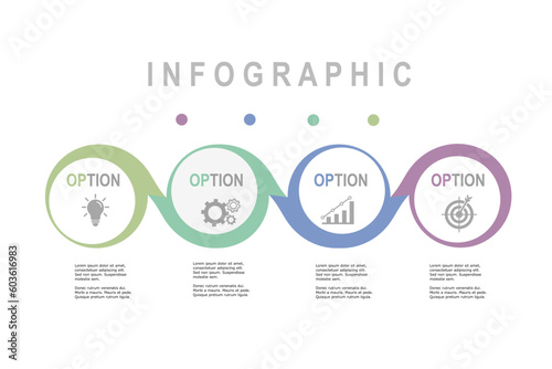 Multi color infographic elements design template, business concept with 4 steps  , circle shapes minimal style for workflow layout, diagram, annual report, web design.Creative banner, label vector