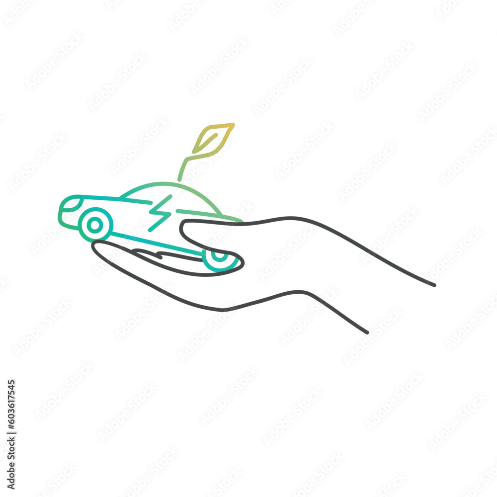Hand with eco car.