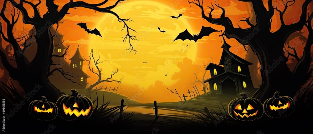 Halloween Banner promo sale Generative AI Halloween Banner promo sale Generative AI