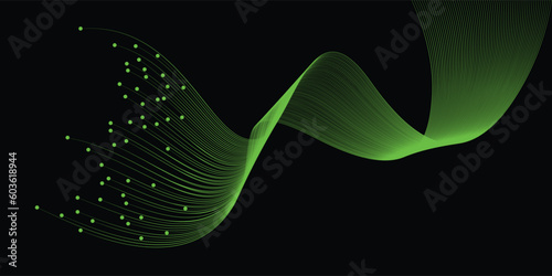 Black background and green connect line 