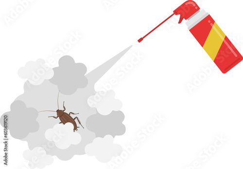 スプレーでゴキブリを撃退するイラスト