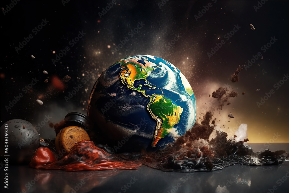 Planet Earth pollution problem, generative ai.
