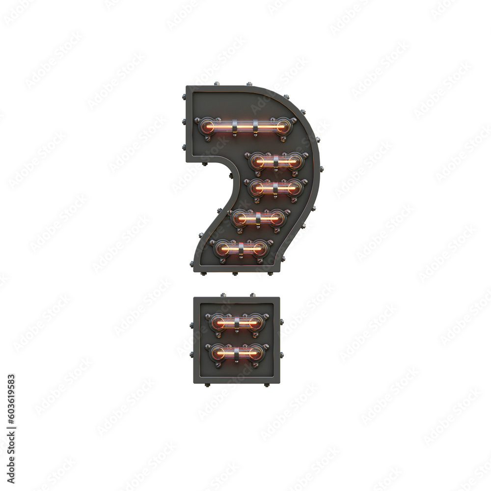 Steampunk Neon 3D Alphabet or PNG Letters Steampunk Neon 3D Alphabet or PNG Letters