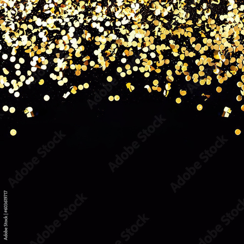 Happy new year card with golden confetti with Generative AI.