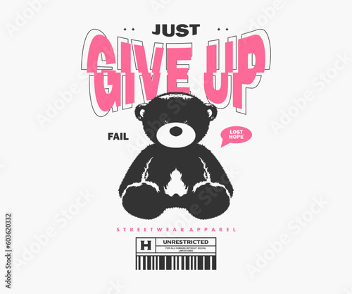 futuristic illustration of bear t shirt design, vector graphic, typographic poster or tshirts street wear and Urban style