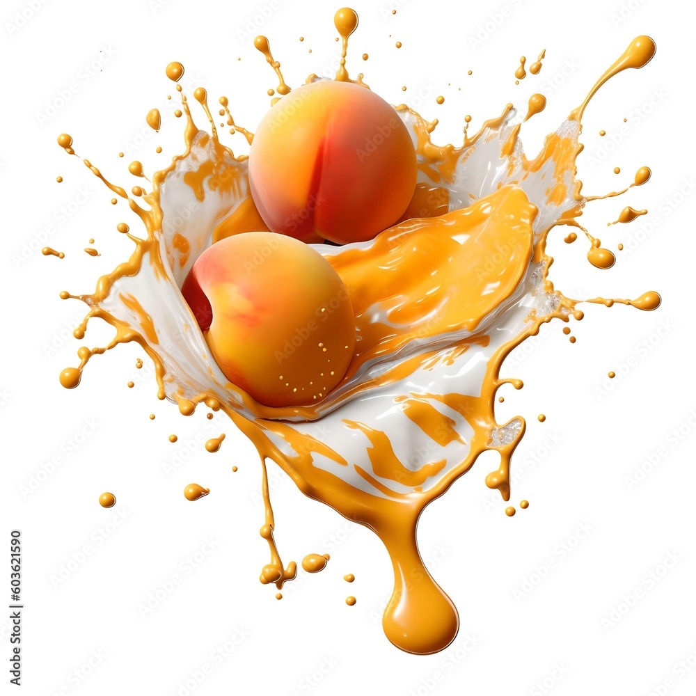 Colour of the Year 2024 Apricot Crush. Splash of paint. Isolated