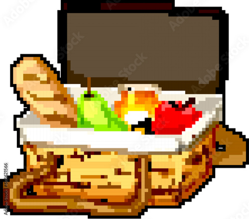 food picnic basket game pixel art retro vector. bit food picnic basket. old vintage illustration