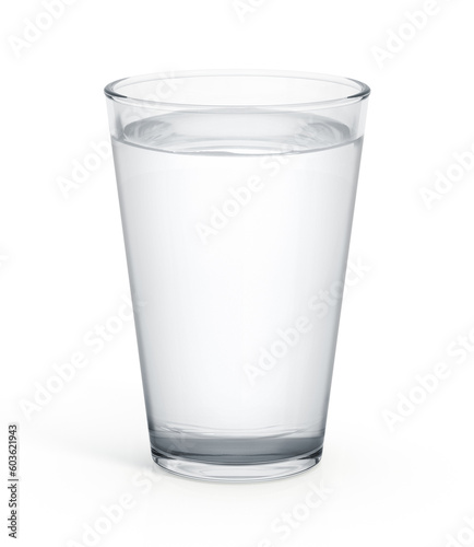 Glass of water isolated on white background. 3D illustration