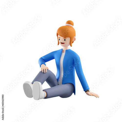 woman sit back 3d illustration