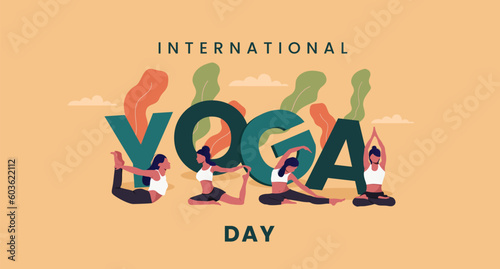 Artwork depicting international yoga day event