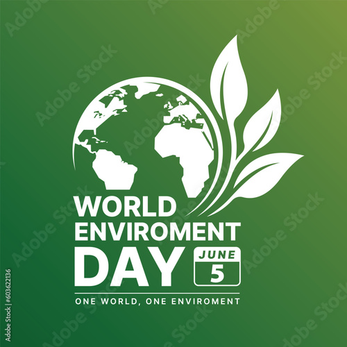 Fotografia World Environment Day, one world on enviromrnt - text and white sign of globe an