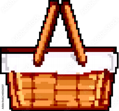 meal picnic basket game pixel art retro vector. bit meal picnic basket. old vintage illustration