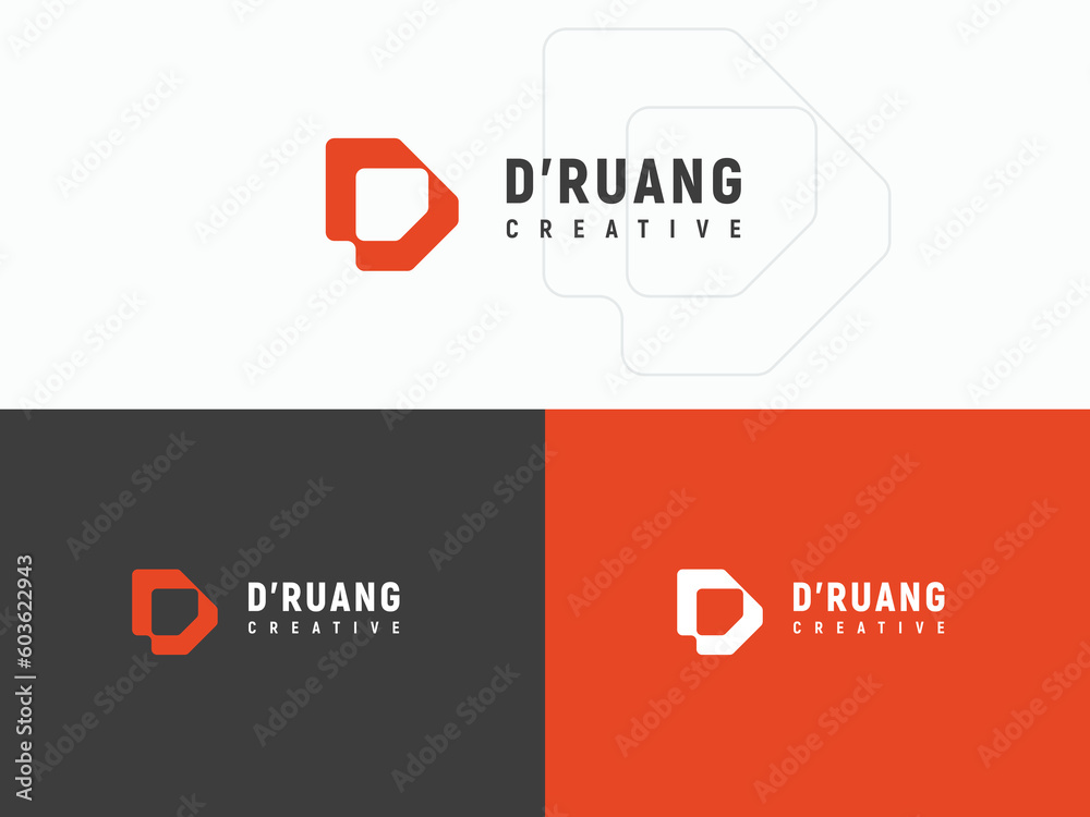 Free download initial d logo design template for design company - obrazy, fototapety, plakaty 