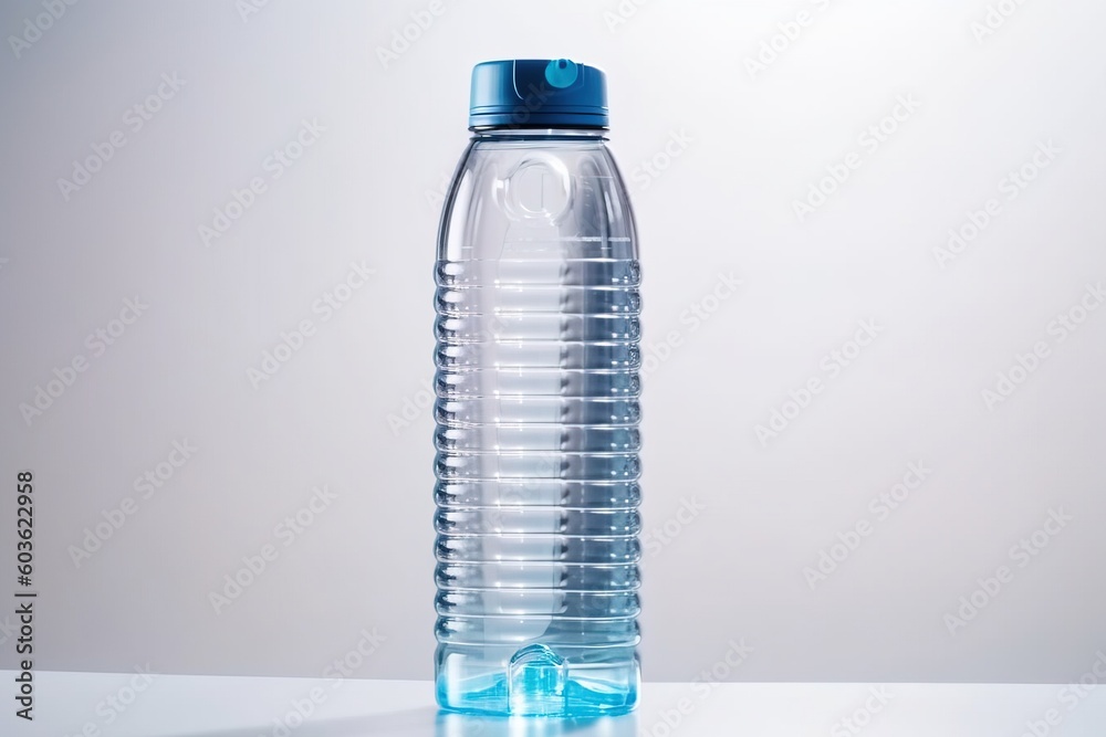 Sports ergonomic capacity water bottle close-up, isolate white background. AI generated.
