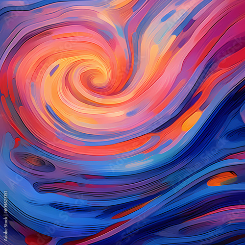 abstract background with swirling colors and dynamic shapes using a wide-angle lens during twilight
