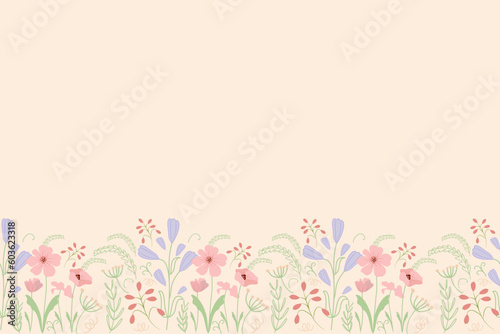 Blue Flower floral border background banner frame vector illustration pastel pink blue for Mother   s day  father   s day  valentines  spring   summer  anniversary template decoration for specials day.