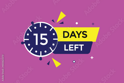 15 days left countdown template, 15  day countdown left banner label button eps 15    
