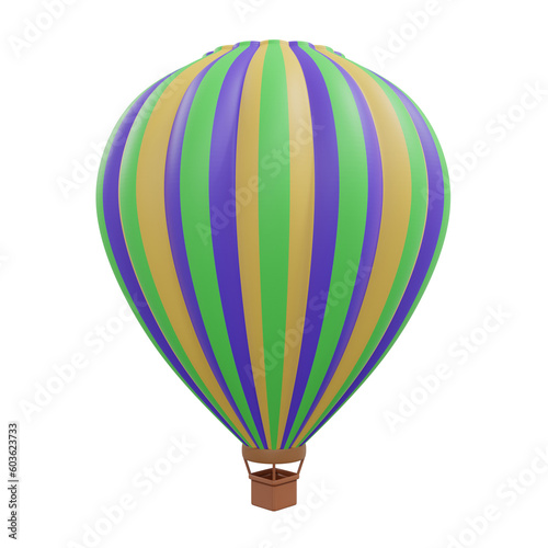 3D rendering hot air balloon isolated.