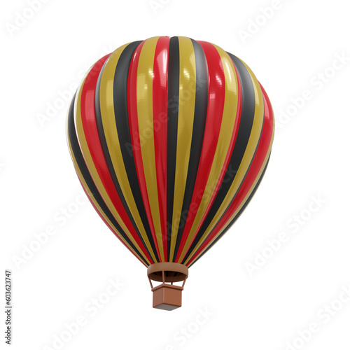 3D rendering hot air balloon isolated.
