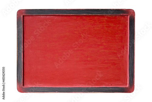 PNG Blank red chalkboard with red wooden frame on transparent background, copy space. generative ai