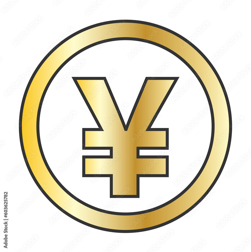 yen coin currency symbol on gold coin