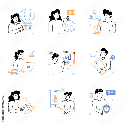 Collection of Finance Hand Drawn Illustrations 

