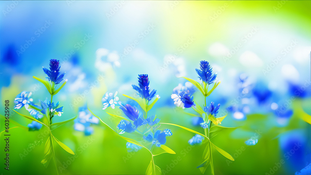 Captivating Blue Wildflowers: A Beautiful Nature's Delight with Soft Focus and Bokeh. Captivating Blue Wildflowers: A Beautiful Nature's Delight with Soft Focus and Bokeh.