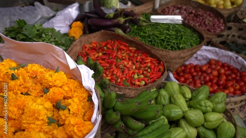 Bali, flowers and food market in Ubud