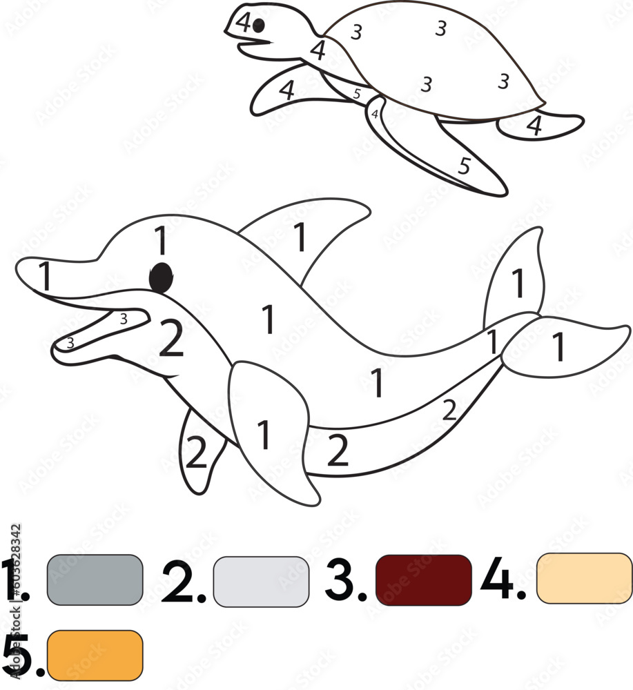 Obraz premium Dolphin Color By Number Coloring Pages