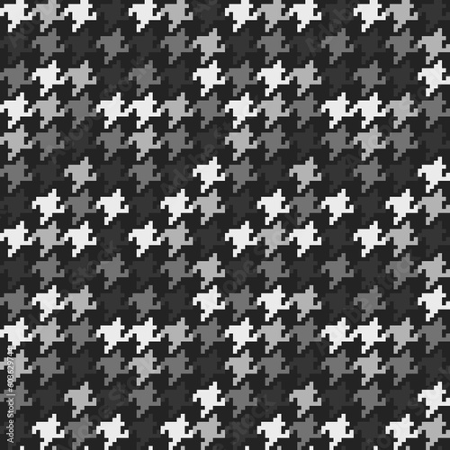 ブラウン、黒系の千鳥格子柄素材