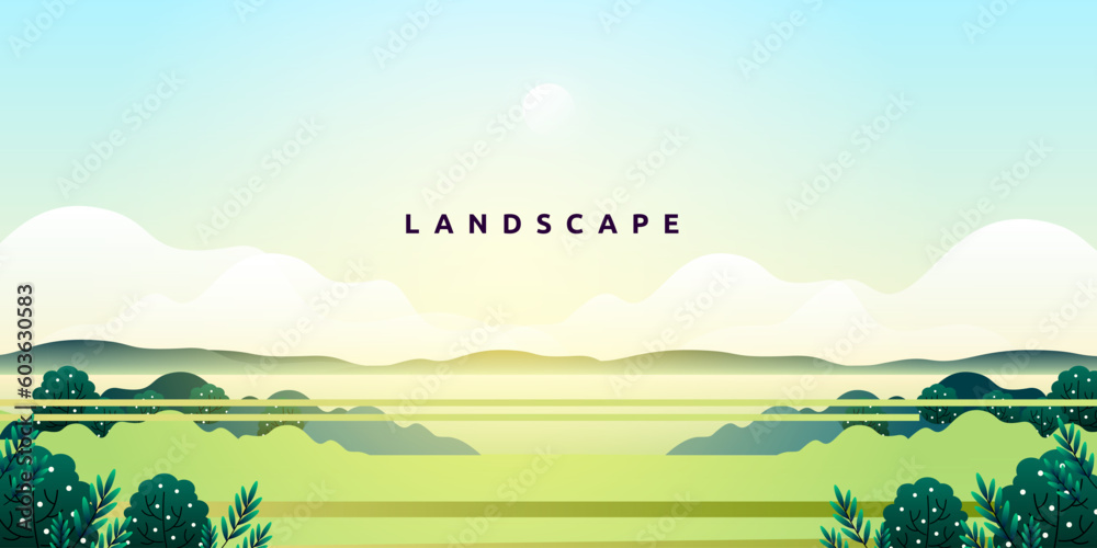 Obraz premium ็landscape of contryside with pine hill or mountain and starry night sky background