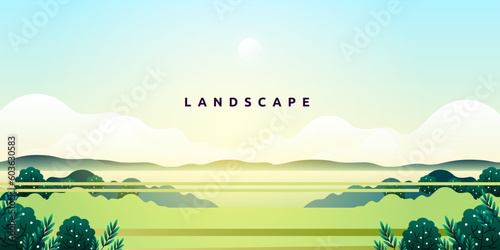 ็landscape of contryside with pine hill or mountain and starry night sky background photo
