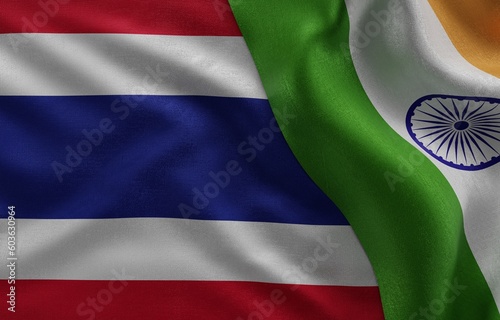 INDIA and Thailand flag of silk with copy space for your text or images. 3d Rendering