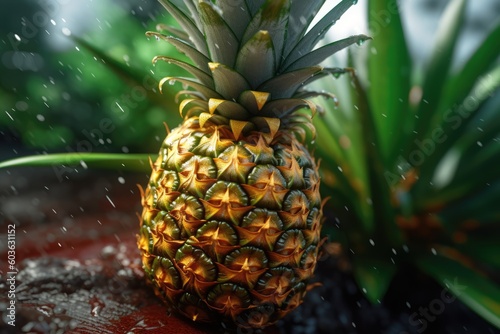 pineapple with water drops