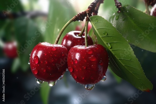cherries with water drops