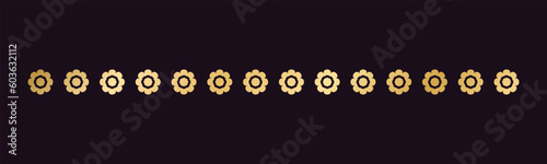 Gold floral separators border, text dividers. Line borders botanical luxury design element.