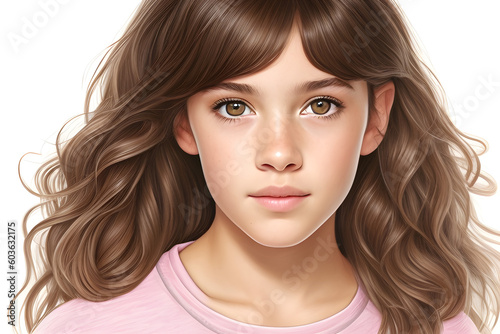 ai-generated, illustration of a fiction young girl