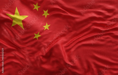 Flag of China background, Close-Up waving flag. 3d Rendering	
