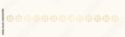 Gold floral separators border, text dividers. Line borders botanical luxury design element.