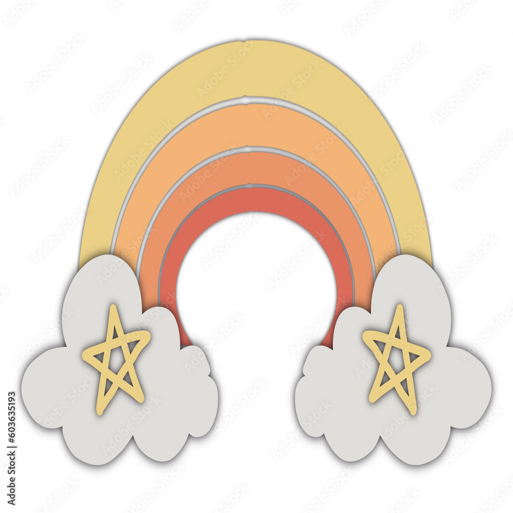 Yellow rainbow and stars Yellow rainbow and stars