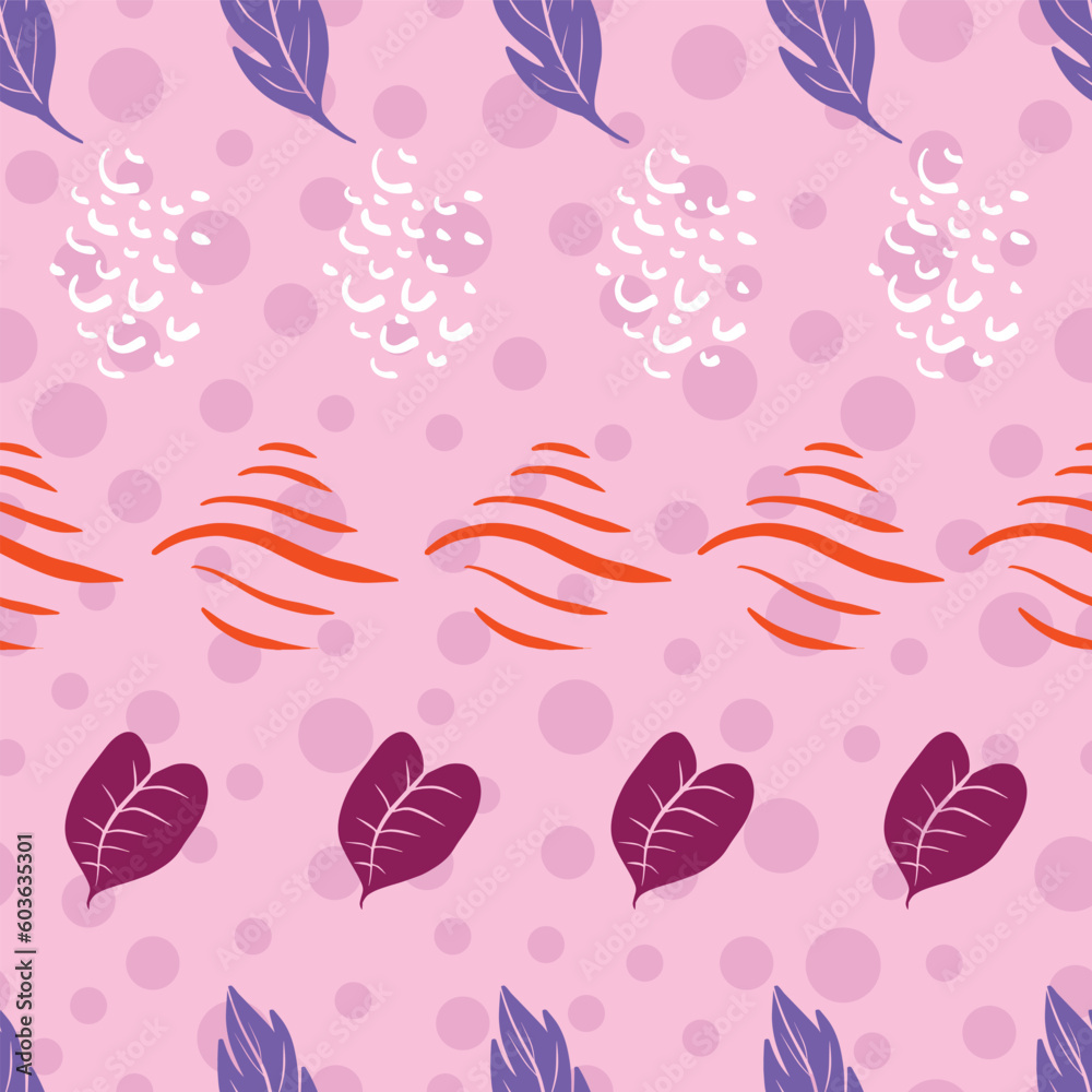 Vector tropic leaves on pink background, seamless pattern Vector tropic leaves on pink background, seamless pattern