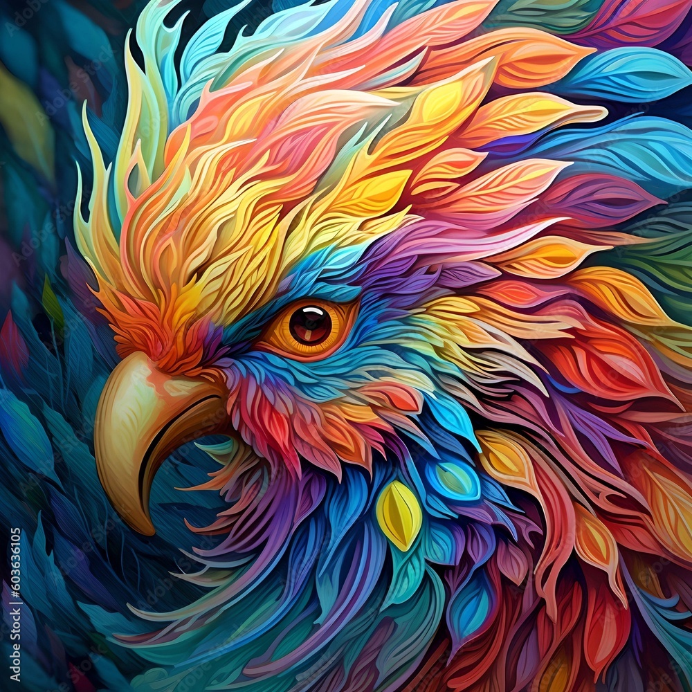 Obraz premium Animal, abstract colorful paper design, in the style of realism with fantasy elements. Generative AI.