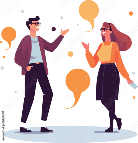 A man and a woman having a pleasant conversation.