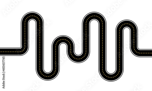Zigzag road. The concept of success. Graphic design of vector illustration. Flat road design.