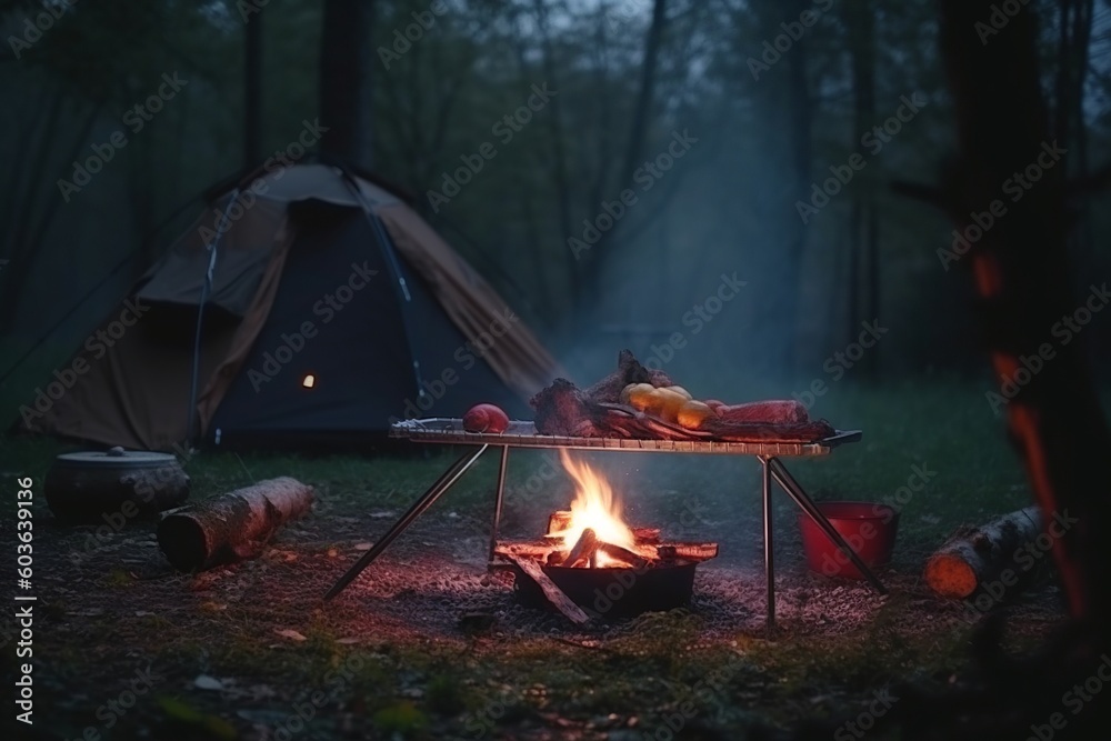 camping from out of ones daily life on the forest night